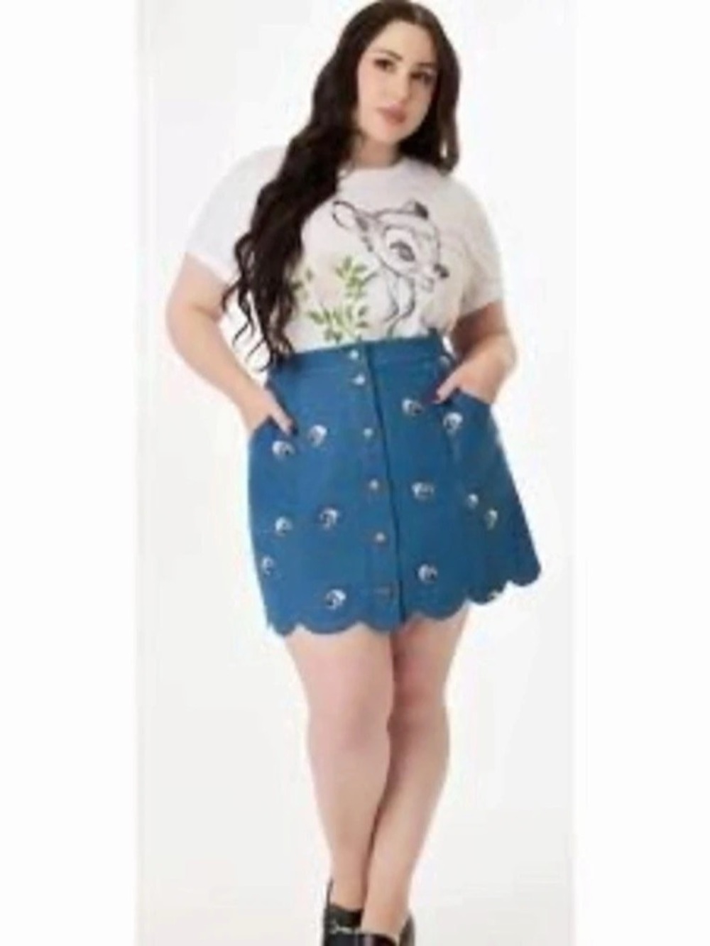 Unique Vintage Bambi Denim Skirt Size 2X NWT